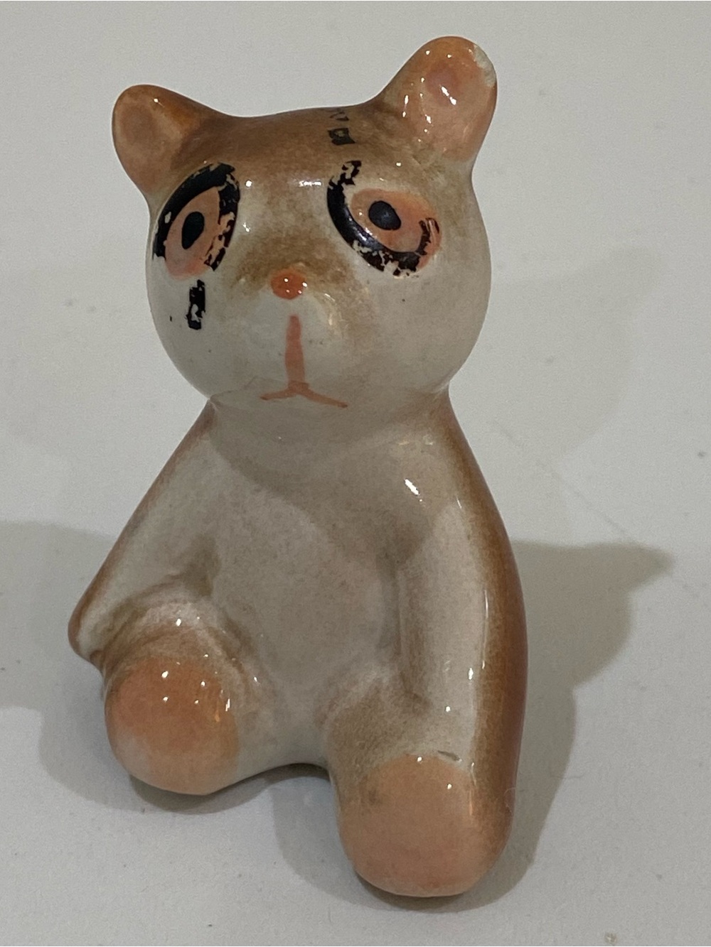 Vintage Hand-Painted Ceramic Bear Primitive Glossy Figurine